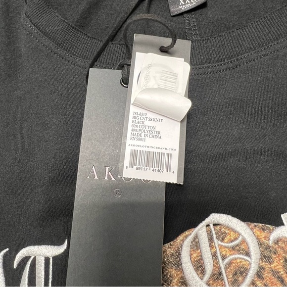 AKOO Men's Graphic T-Shirt Black Leopard Embroidered City Of God Crew Size: XXL - Picture 9 of 12
